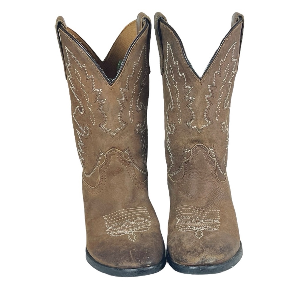 Dan Post Childrens Leather Cowboy Boots Size 2 1/2 Brown‎ Western Boho Co…